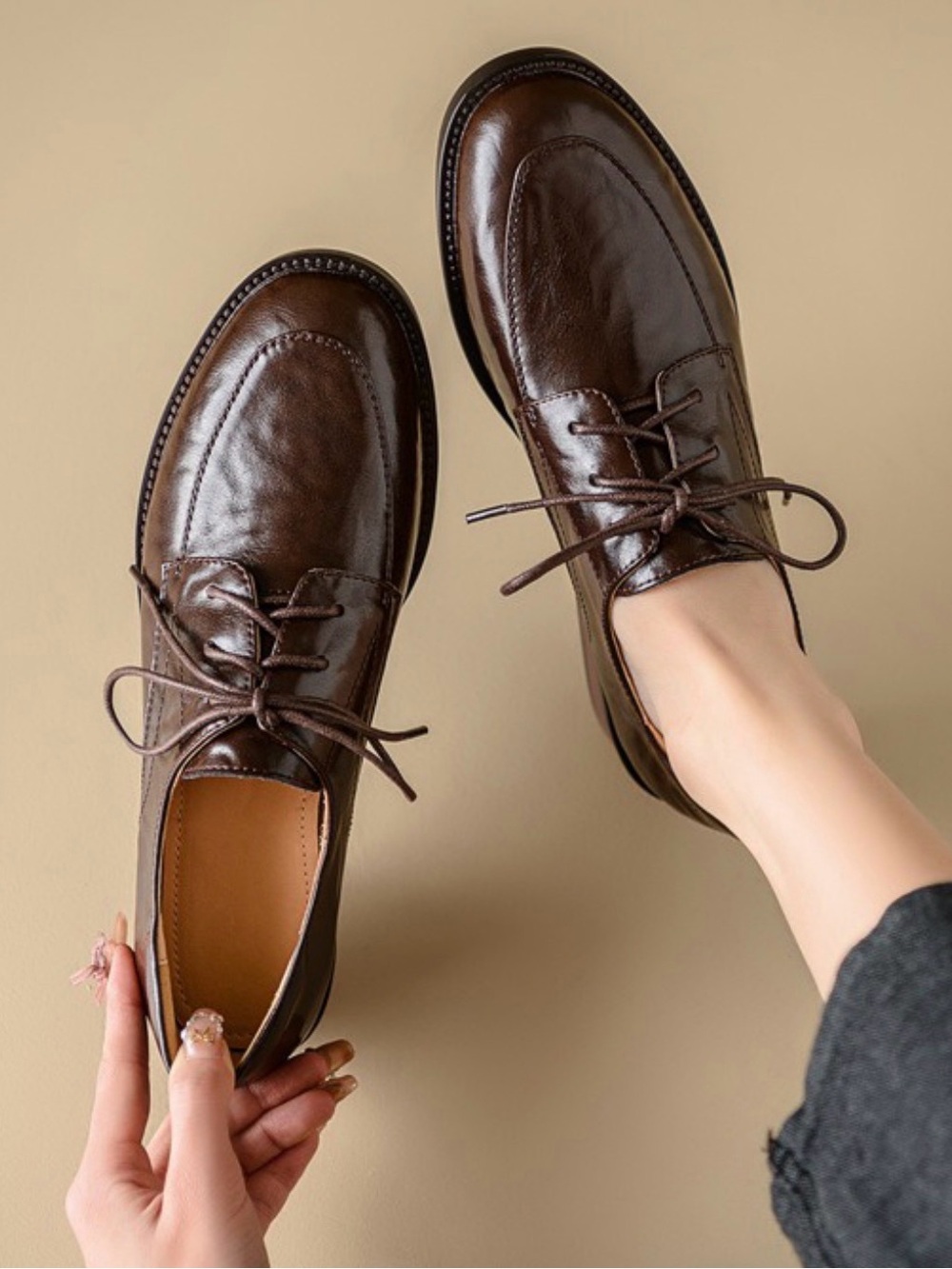 Women’s  Round Toe Block Heels Oxfords Shoes